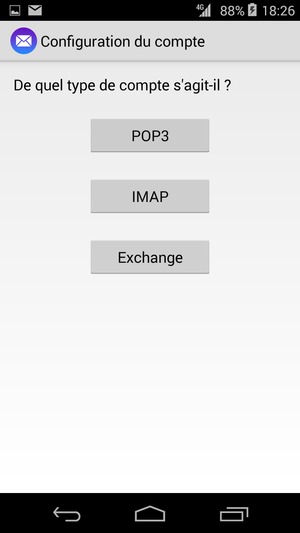 Sélectionnez POP3 ou IMAP