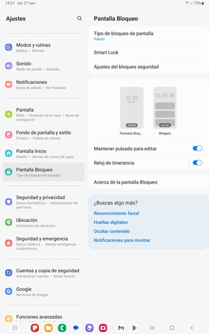 La tablet ha sido asegura con un bloqueo de pantalla