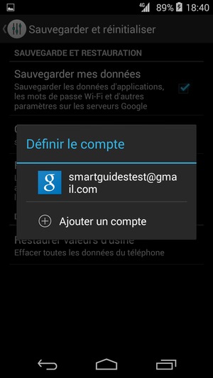 Sélectionnez votre compte de sauvegarde