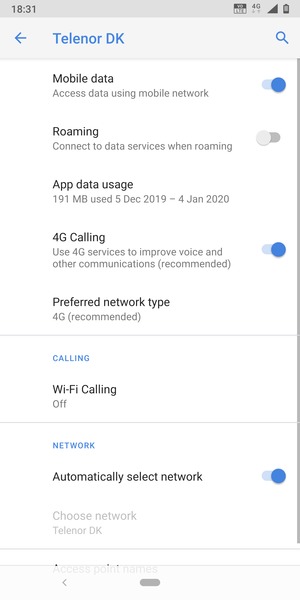 Select Preferred network type