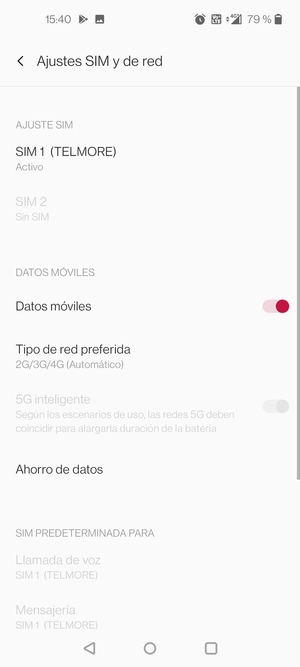 Seleccione SIM 1 o SIM 2
