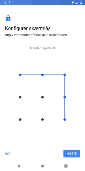 Tegn et oplåsningsmønster og vælg NÆSTE