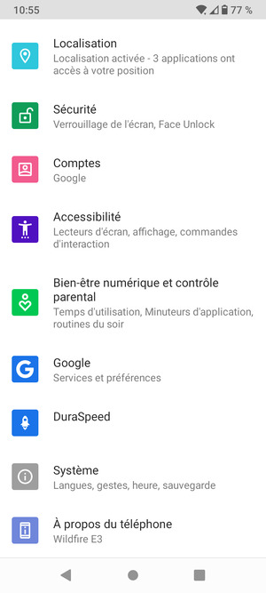 Faites défiler et sélectionnez Système