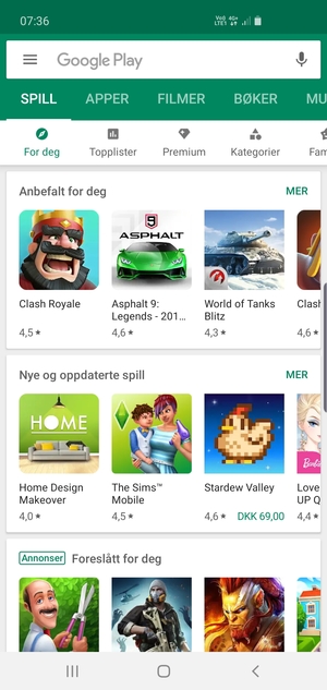 Velg søkefelt