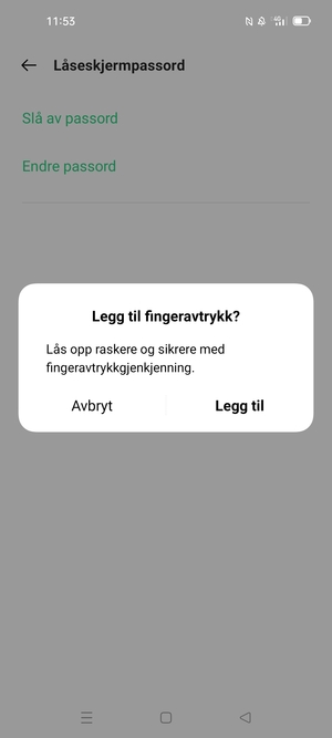 Velg ønsket alternativ