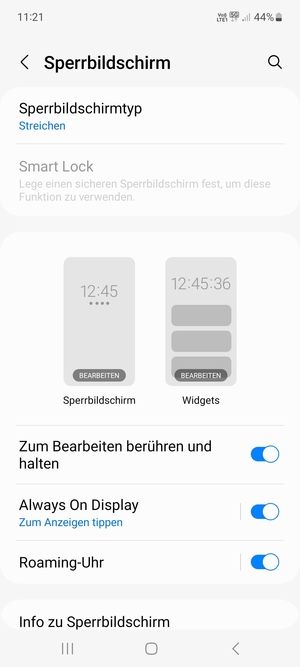 Wählen Sie Sperrbildschirmtyp