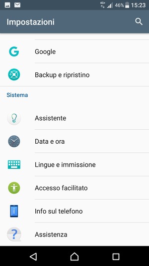 Scorri e seleziona Info sul telefono
