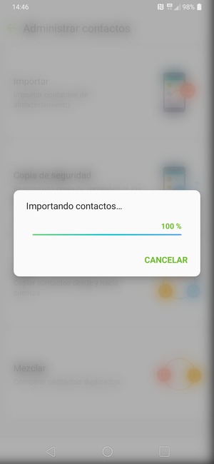 Sus contactos se guardarán en su cuenta de Google y se guardarán en su teléfono la próxima vez que Google sea sincronizado.