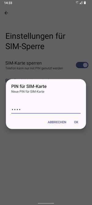 Geben Sie Ihre Neue PIN der SIM-Karte ein und wählen Sie OK