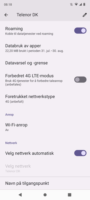 Slå Roaming på eller av