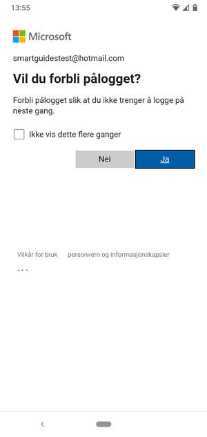 Velg ønsket alternativ