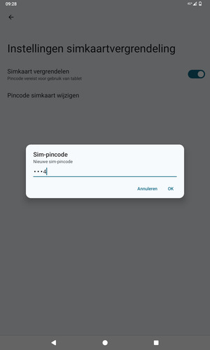Voer uw Nieuwe sim-pincode in en selecteer OK