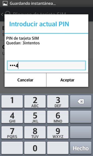 Introduzca su Actual PIN de su tarjeta SIM y seleccione Aceptar