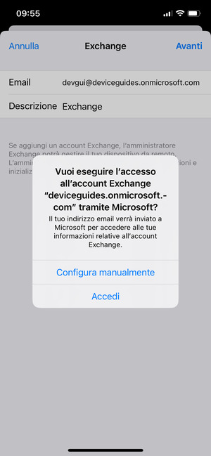 Seleziona Configura manualmente