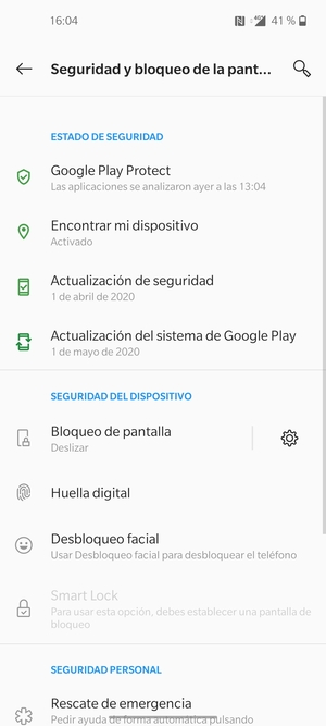 Para activar su bloqueo de pantalla, vaya al menú Seguridad y bloqueo de la pantalla y seleccione Bloqueo de pantalla