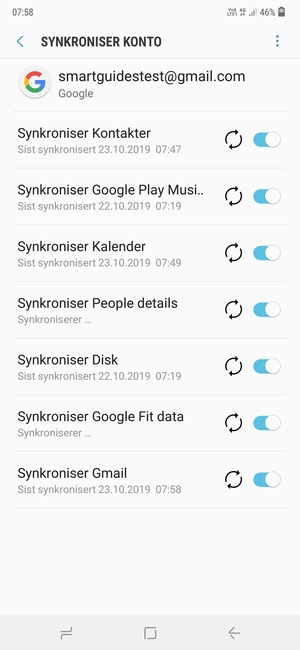 Din informasjon blir synkronisert