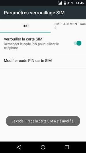 Votre code PIN de la carte SIM a été modifié