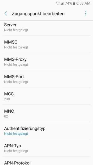 Scrollen Sie nach unten und geben Sie Internetinformationen ein