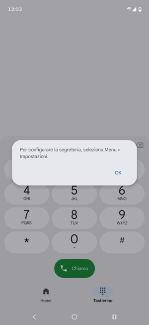 Se la segreteria telefonica non è configurata, seleziona OK