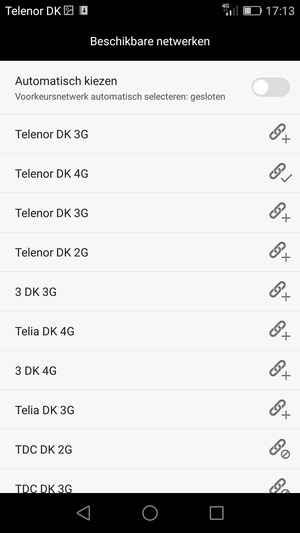 Selecteer een netwerkoperator uit de lijst