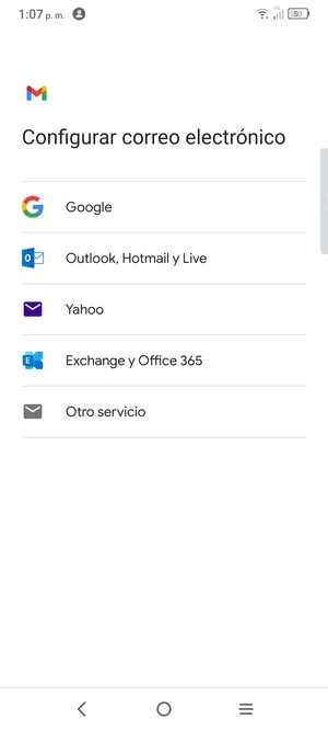 Seleccione Outlook, Hotmail y Live