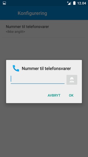 Skriv inn Nummer til telefonsvarer og velg OK