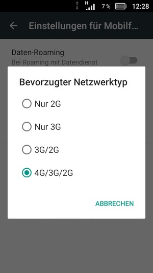 Wählen Sie die gewünschte Option