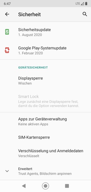 Scrollen Sie und wählen Sie SIM-Kartensperre