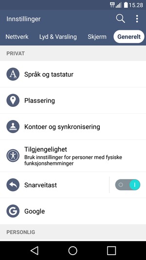 Velg Kontoer og synkronisering