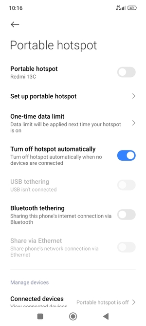 Select Set up portable hotspot