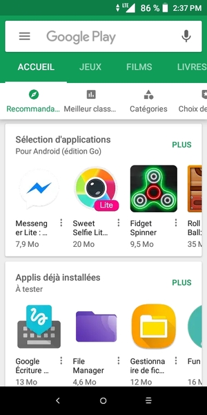 Sélectionnez la barre de Recherche
