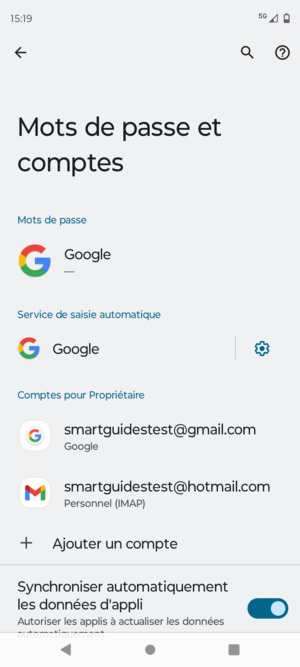 Sélectionnez votre compte Google