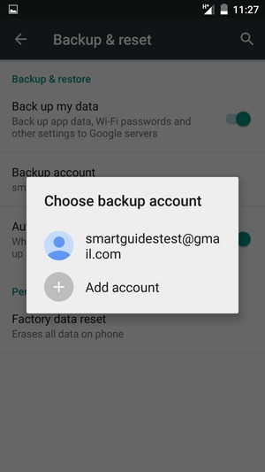 Select your backup account