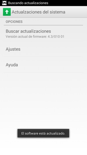 Si su teléfono está actualizado, verá la siguiente pantalla.