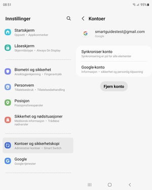 Velg Synkroniser konto