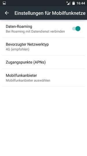 Schalten Sie Daten-Roaming an oder aus