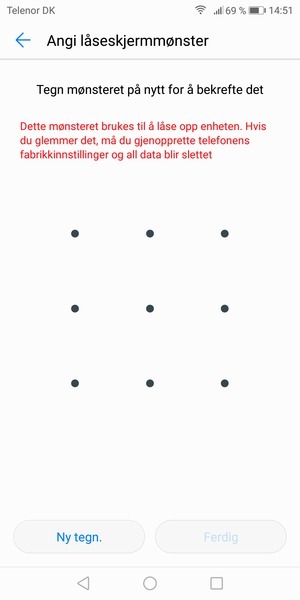 Tegn opplåsingsmønsteret igjen