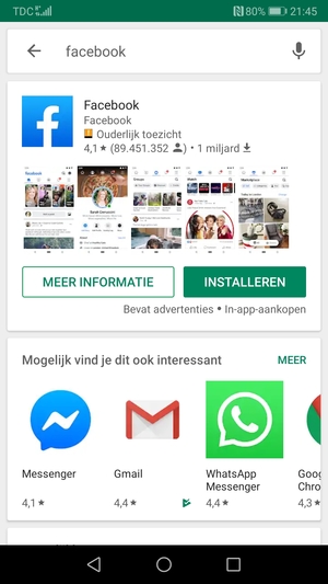 Selecteer de app