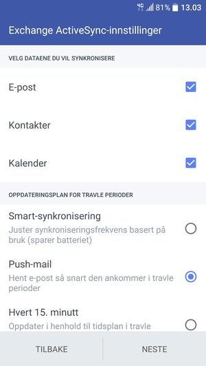 Velg NESTE