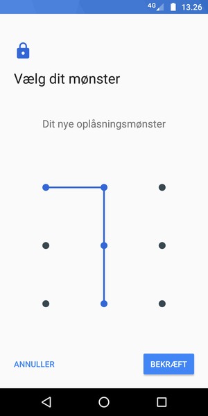 Tegn oplåsningsmønsteret igen og vælg BEKRÆFT