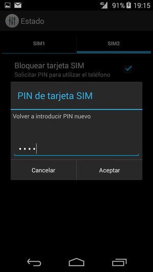 Confirme su nuevo PIN de tarjeta SIM y seleccione Aceptar