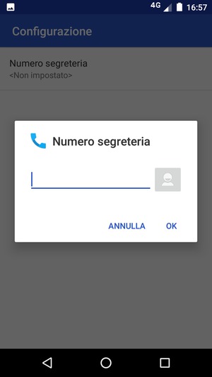 Inserisci Numero segreteria e seleziona OK