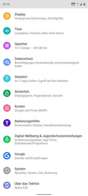 Scrollen Sie und wählen Sie Sicherheit
