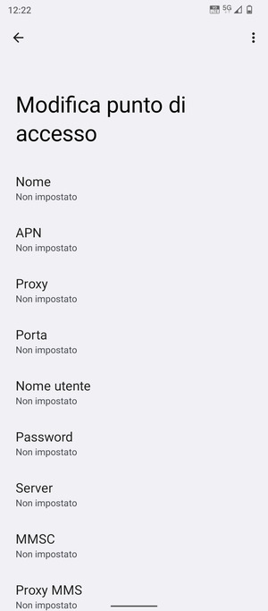 Inserisci le informazioni di Internet