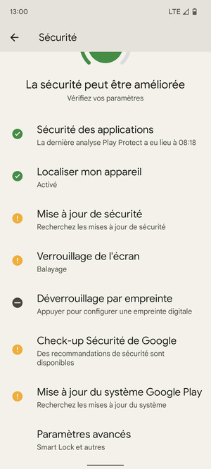 Faites défiler et sélectionnez Paramètres avancés