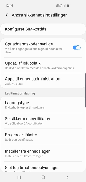 Vælg Konfigurer SIM-kortlås