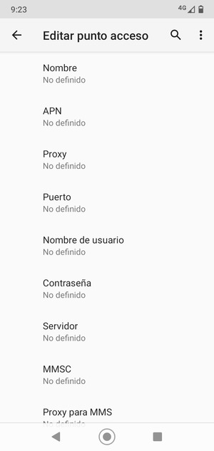 Introduzca la información de MMS