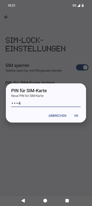 Geben Sie Ihre Neue PIN für die SIM-Karte ein und wählen Sie OK