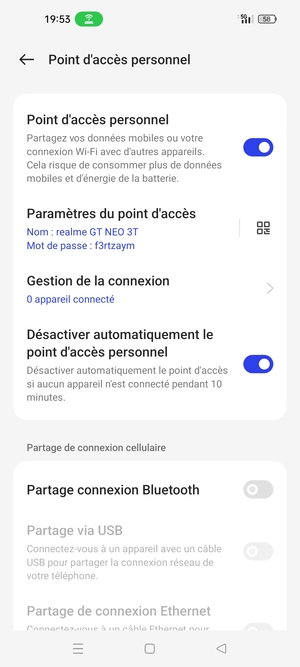 Votre téléphone est maintenant configuré pour être utilisé comme modem