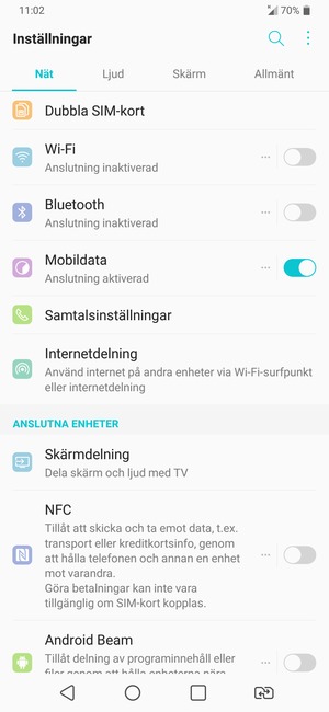 Välj Nät och Internetdelning